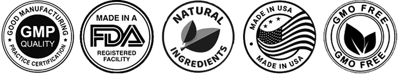 GMP Quality, FDA Registered, Natural Ingredients, Made in USA, GMO Free